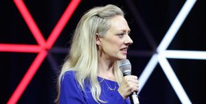 Annalies Corse speaking at a professional event
